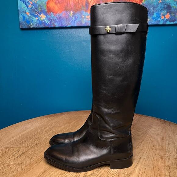 Tory Burch Everly Knee High Leather Riding Boots Tall Black Equestrian Women’s 7 - Picture 4 of 13